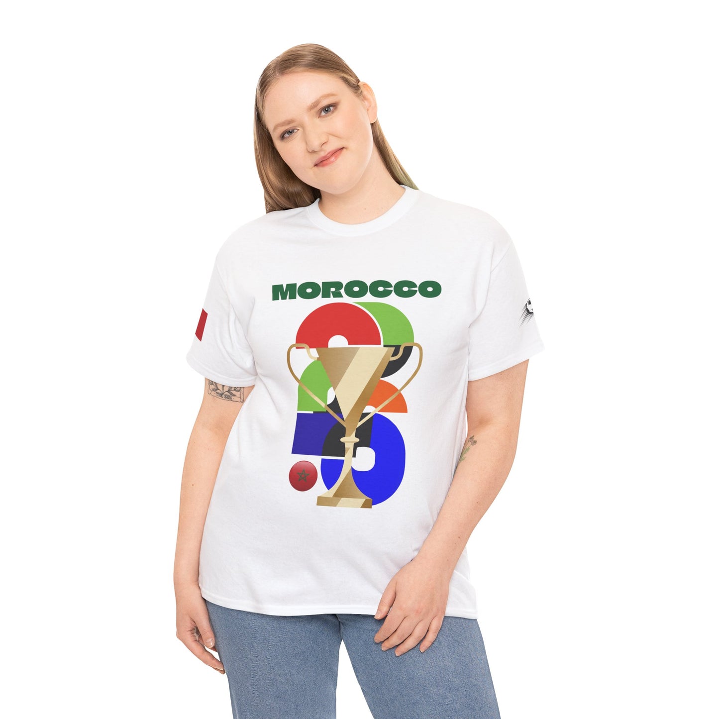 Morocco Football T-Shirt - Unisex Morocco Soccer Fan Tee with Flag (2026)