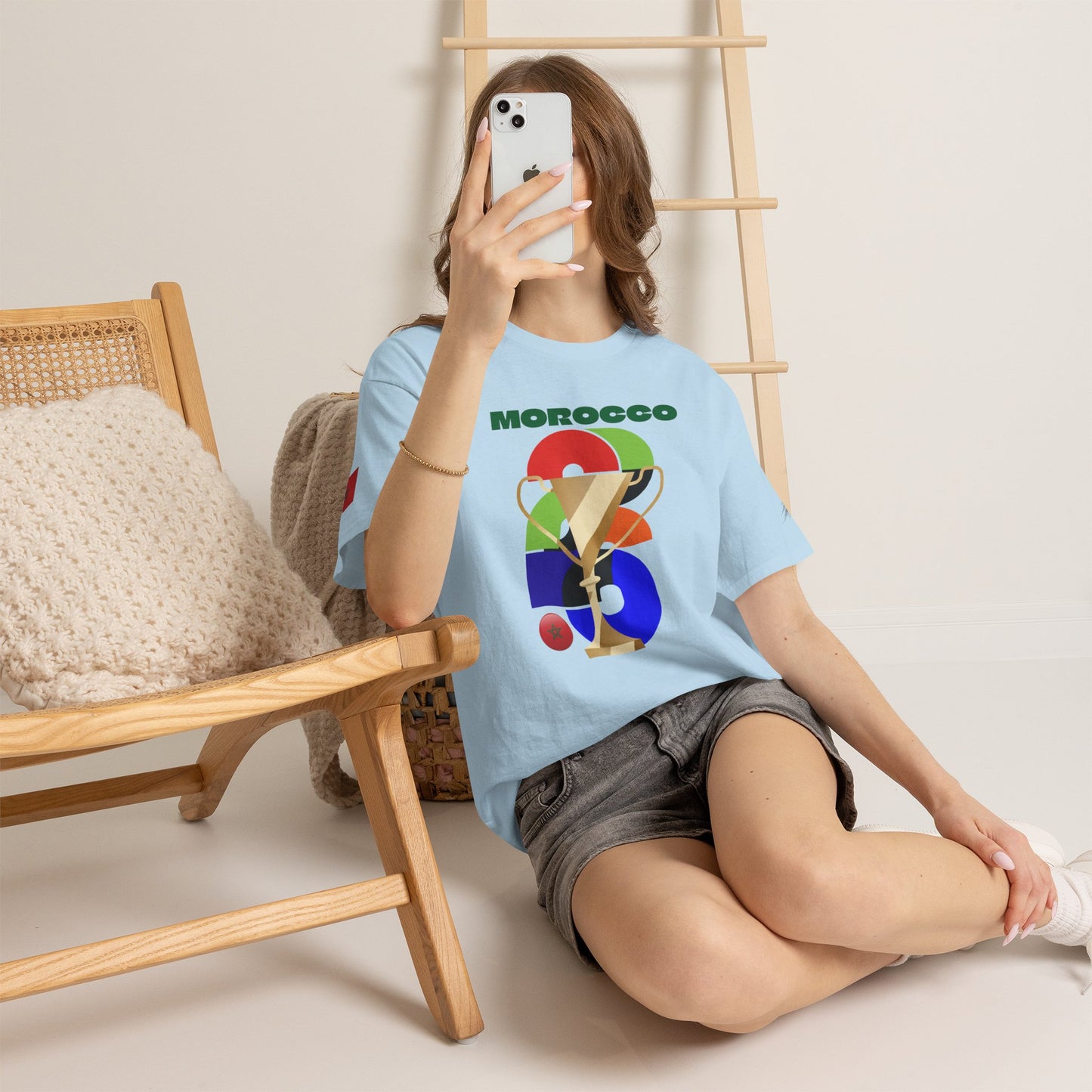 Morocco Football T-Shirt - Unisex Morocco Soccer Fan Tee with Flag (2026)