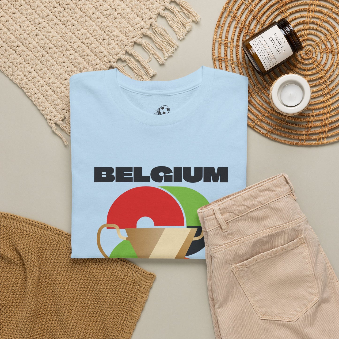 Belgium Football T-Shirt - Unisex Belgium Soccer Fan Tee with Flag (2026)