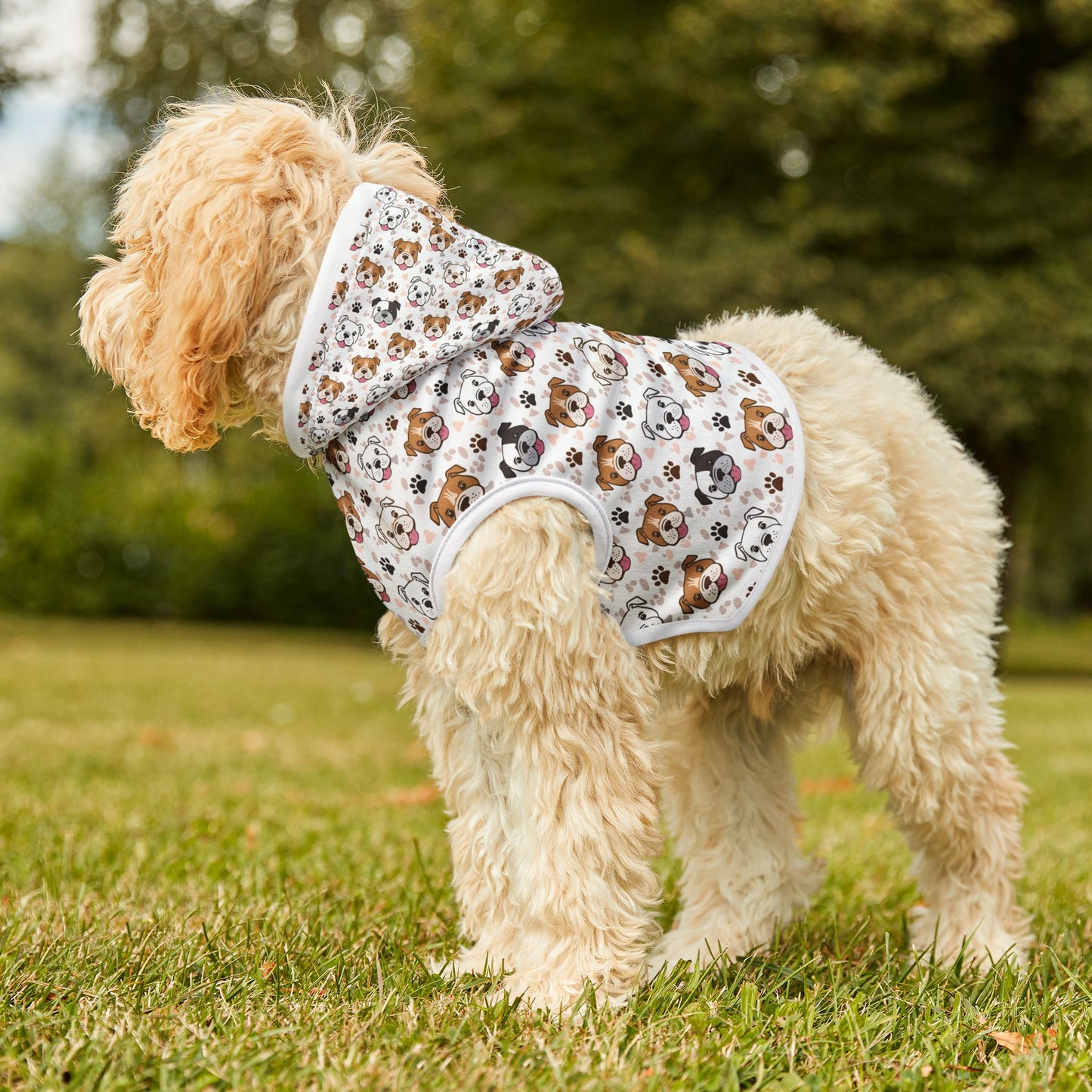 English Bulldog Pet Hoodie, Dog Lover Sweatshirt, Cute Paw Print Pullover, Animal Print Hoodie, Pet Owner Gift, Bulldog Mom Dad Hoodie