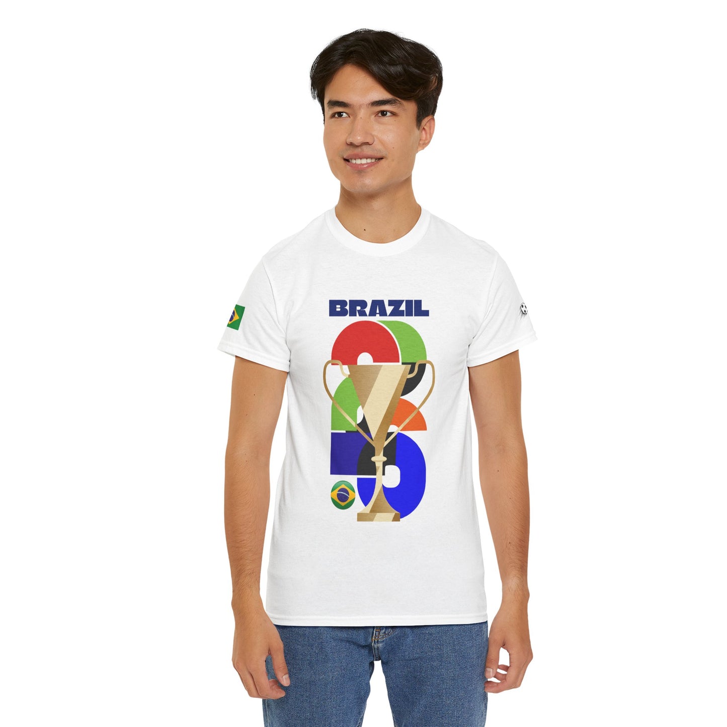 Brazil Football T-Shirt - Unisex Brazil Soccer Fan Tee with Flag (2026)