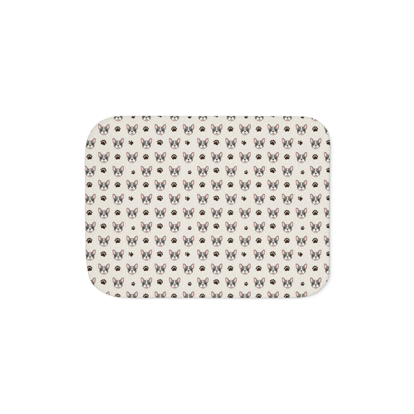Sherpa Blanket, French Bulldog Design - Cozy Two-Tone Throw with Cute Paw Prints, Frenchie Lover Gift, Soft Plush Bedding, Animal Print