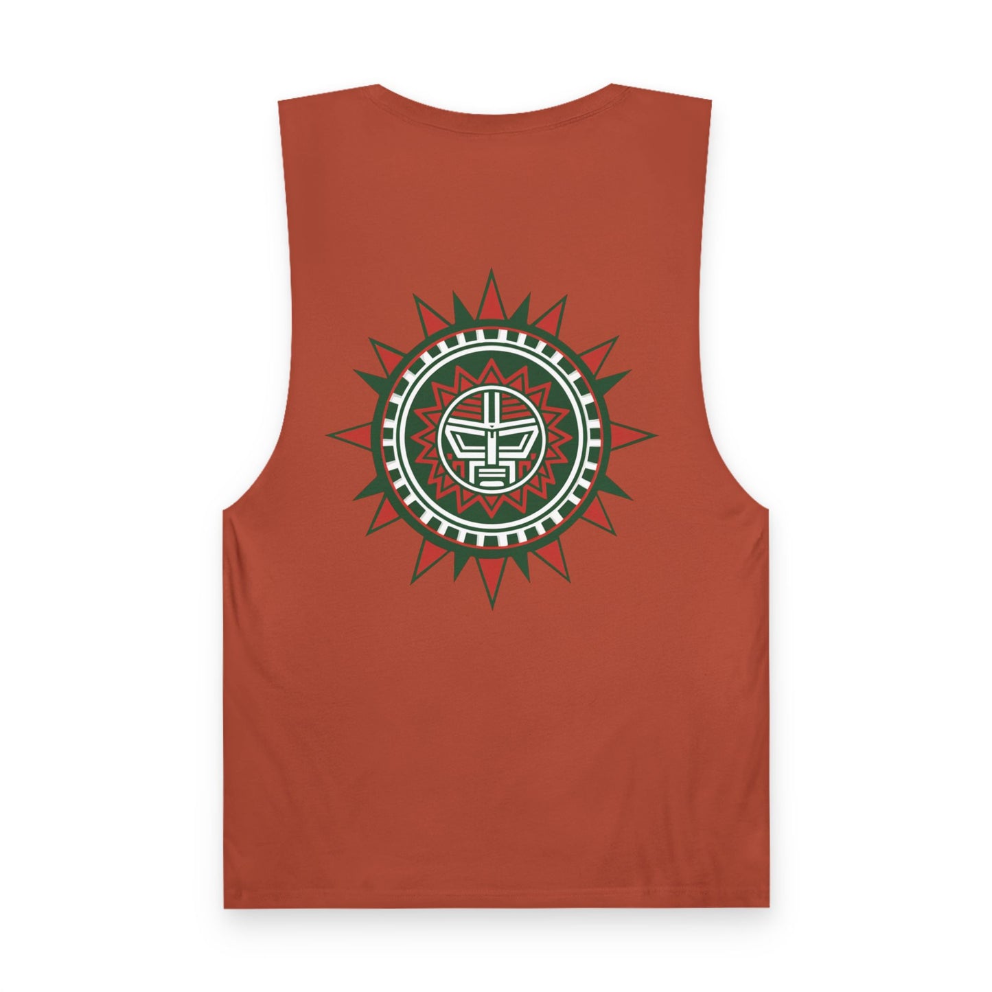 Mexico Flag Tank Top — Retro Mexico Text & Aztec Sun Back Graphic