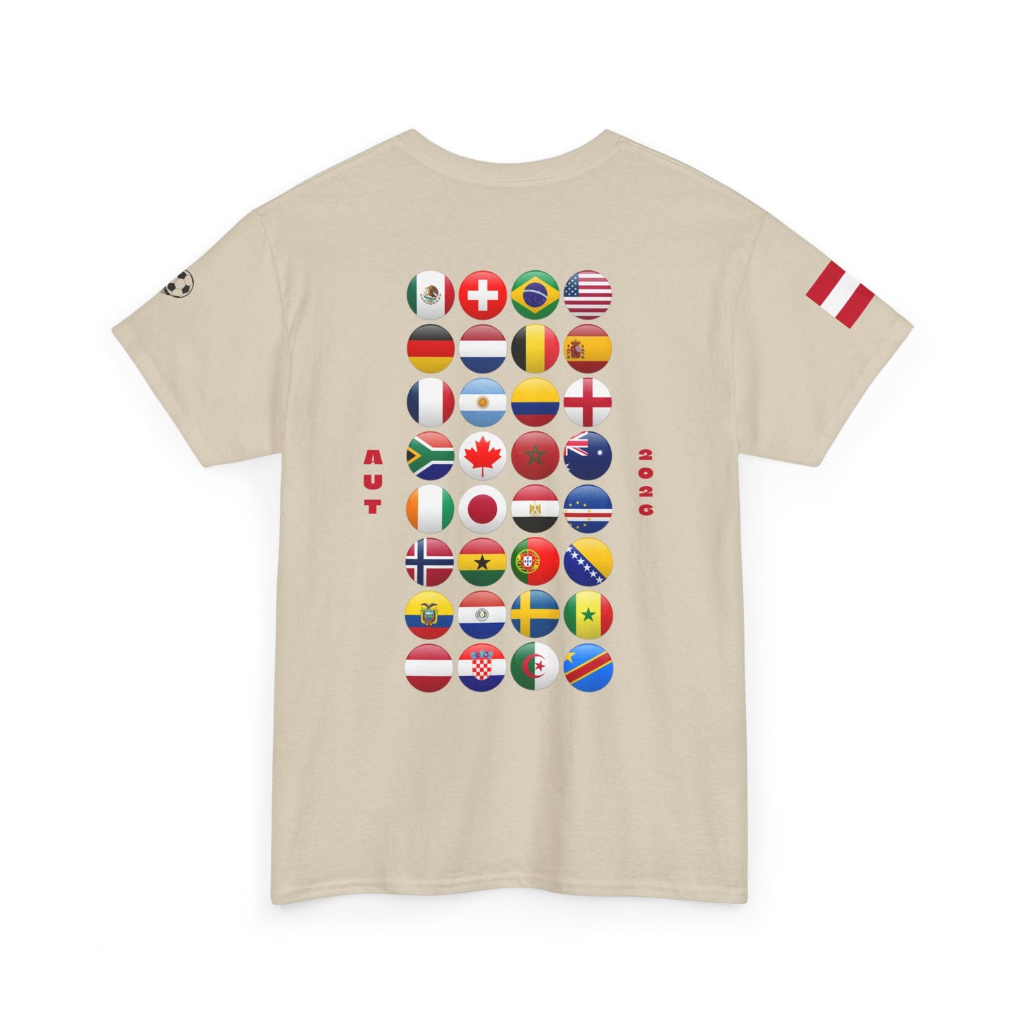 Austria Football T-Shirt - Unisex Austria Soccer Fan Tee with Flag (2026)