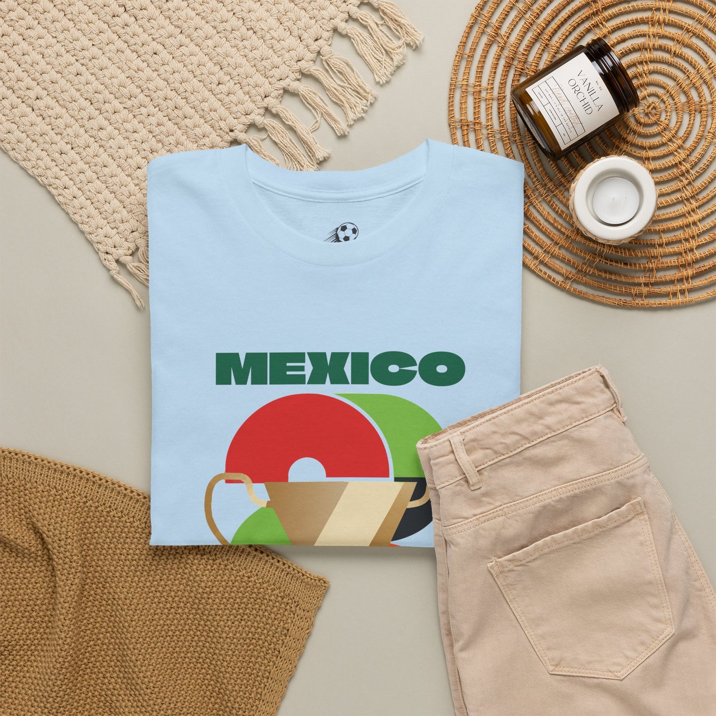 Mexico Football T-Shirt - Unisex Mexico Soccer Fan Tee with Flag (2026)