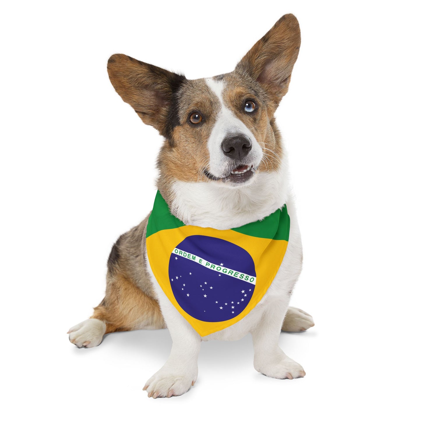Brazil Soccer Dog Bandana — Brazilian Flag Snap-On Pet Bandana, Fan Gear