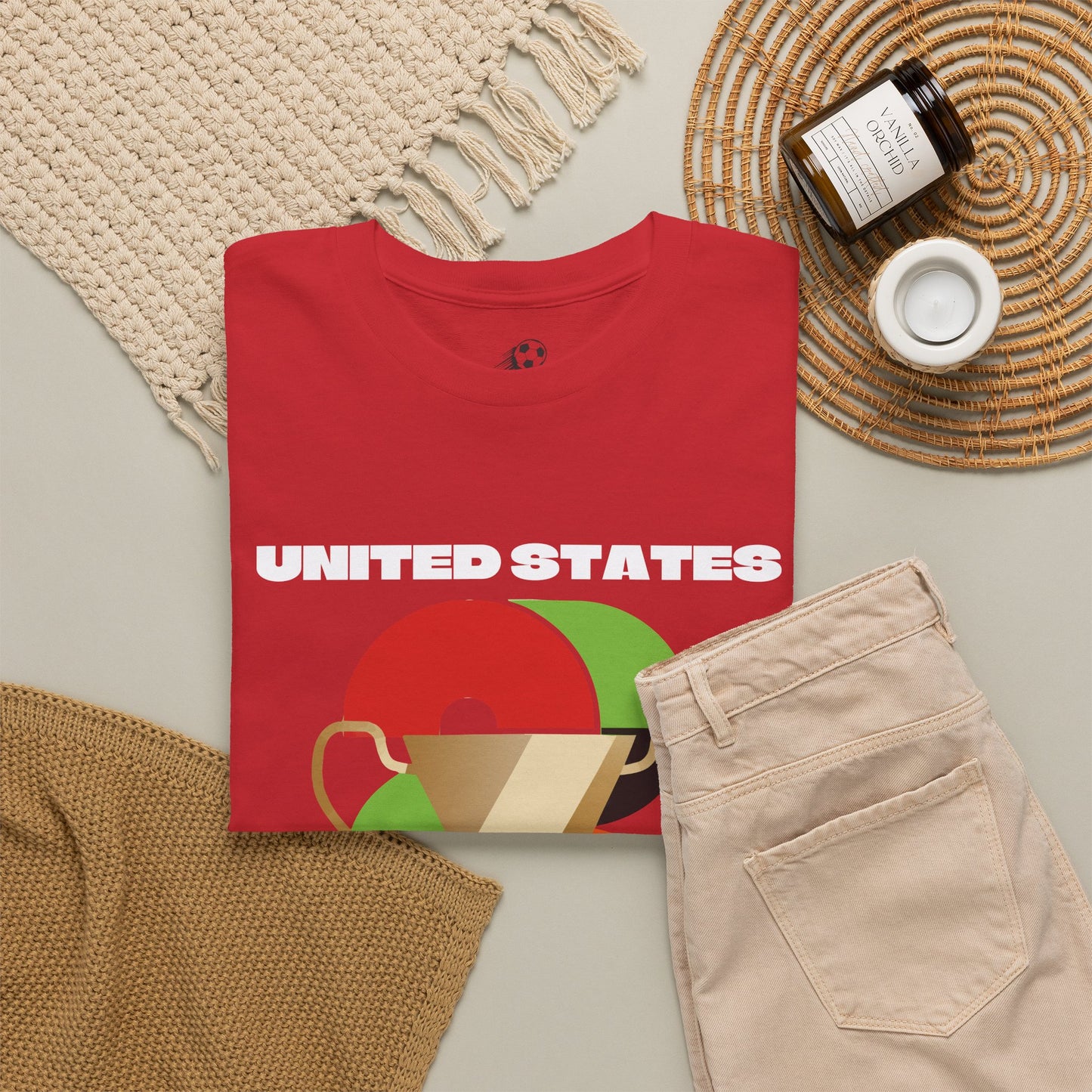 United States Football T-Shirt - Unisex United States Soccer Fan Tee with Flag (2026)