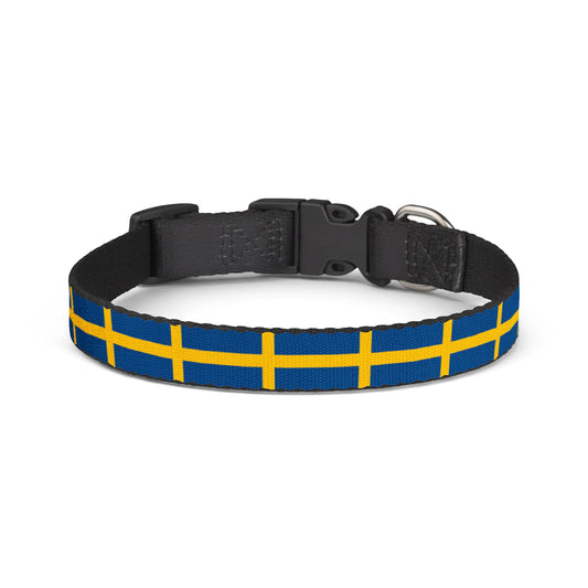 Sweden Soccer Dog Collar — Swedish Flag Grid Clip-On Pet Collar, Fan Gear