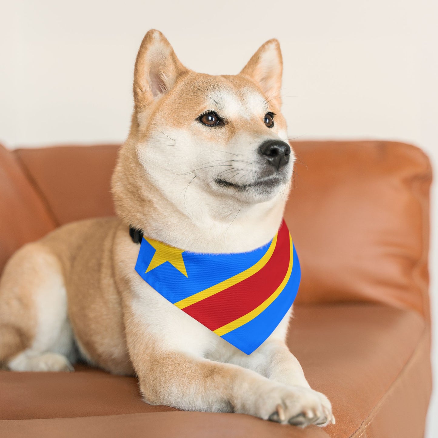 DR Congo Soccer Dog Bandana — Congolese Flag Snap-On Pet Bandana, Fan Gear
