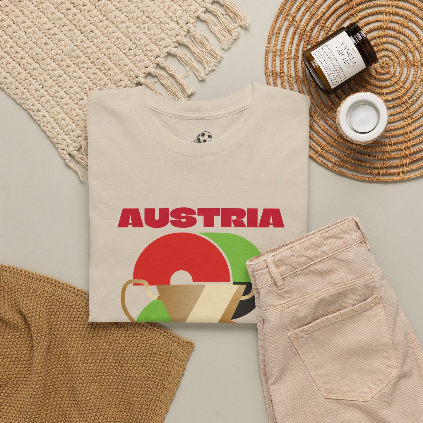 Austria Football T-Shirt - Unisex Austria Soccer Fan Tee with Flag (2026)