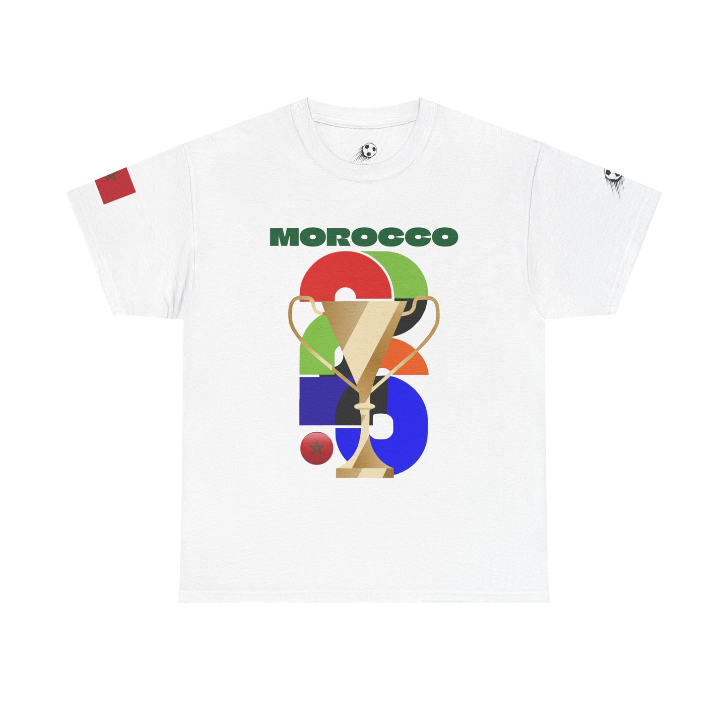 Morocco Football T-Shirt - Unisex Morocco Soccer Fan Tee with Flag (2026)