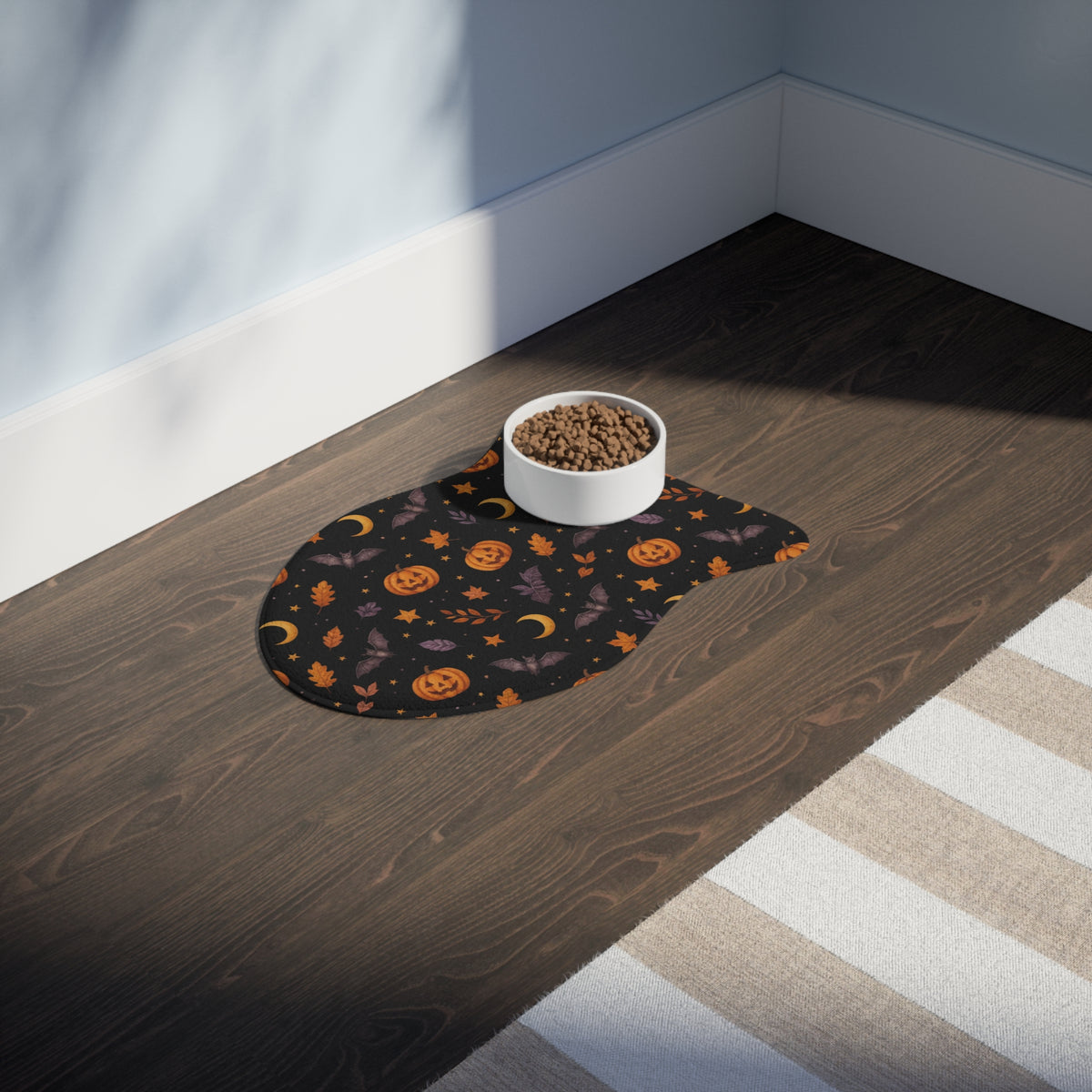 Halloween Cat Feeding Mat — Anti-Slip Foam Food Mat, Fish Shape