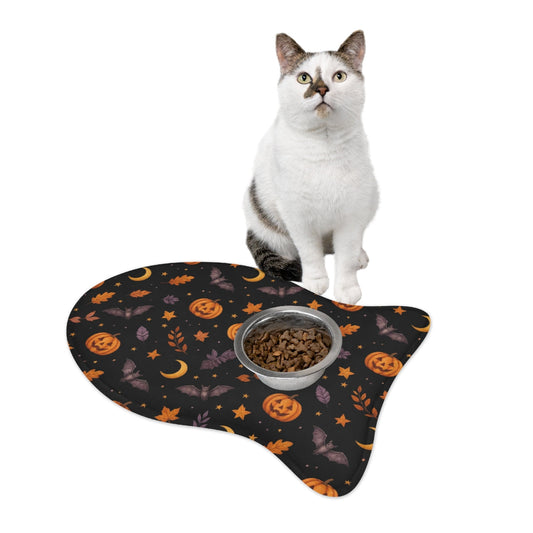 Halloween Cat Feeding Mat — Anti-Slip Foam Food Mat, Fish Shape